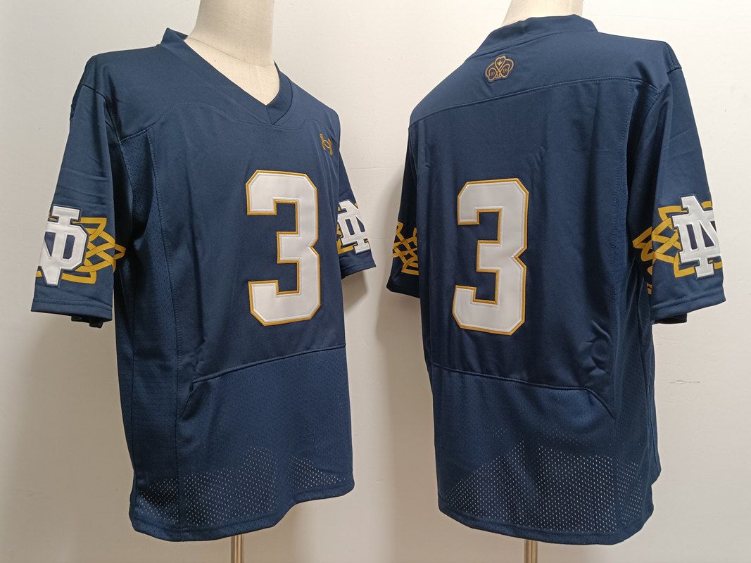Men Norte Dame Fighting Irish #3 No Name Blue Elite 2025 NCAA Jersey style 1